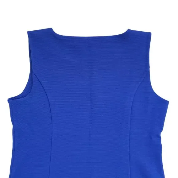 Talbots Blouse Medium Blue Sleeveless High Low Keyhole Top - Picture 7 of 8